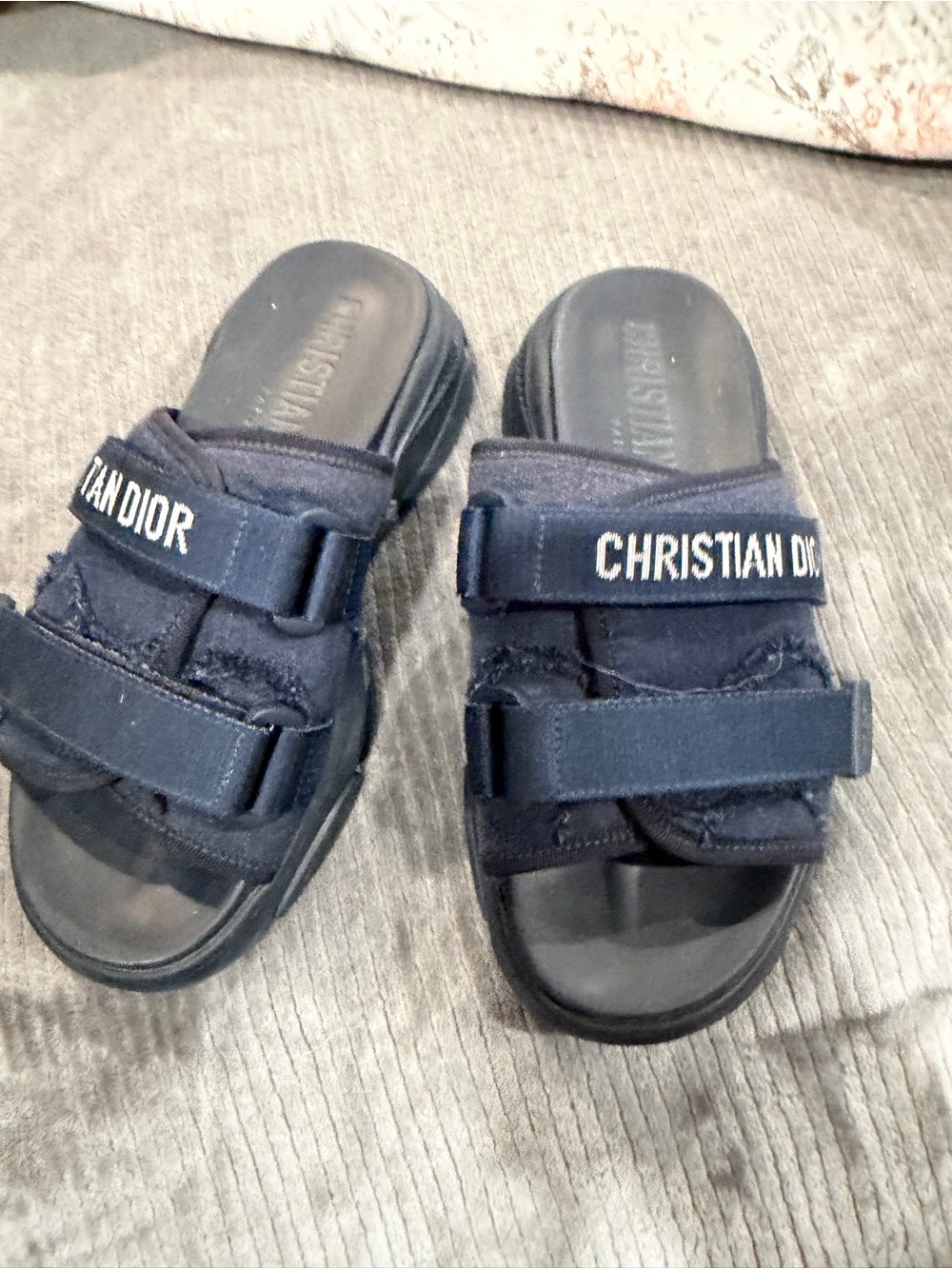 Dior Christian Dior Navy women Double-Strap Slide Sandals